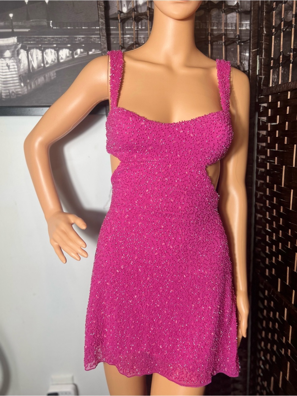 Stunning hot pink embellished mini dress by Oh Polly - Picture 4 of 8